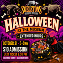 Halloween at the Museum: Extended Hours, Saturday October 31, 5 to 9 pm, $10 admission, last ticket 8:30 pm. Costumes, candy, scavenger hunts.